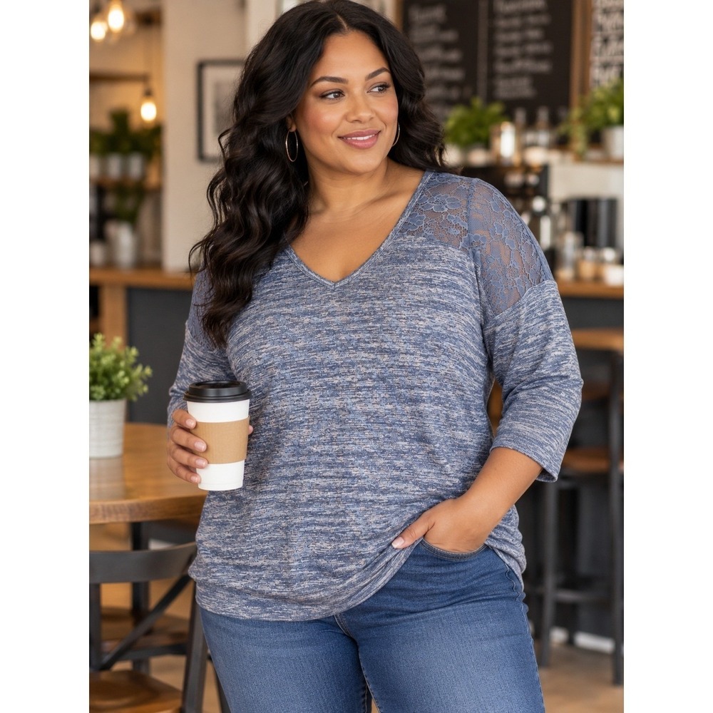 Torrid Womens Top Size 2X Blue Super Soft Plush Cozy Stretch Everyday Casual